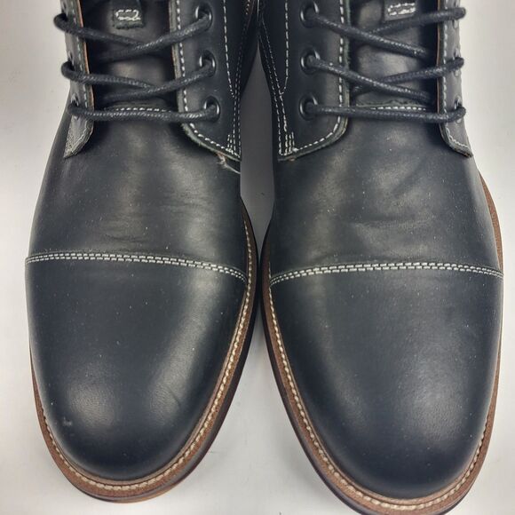 Steve Madden Hodge Lace up oiled Leather upper Boot Round toe Black 7.5M - Picture 6 of 10